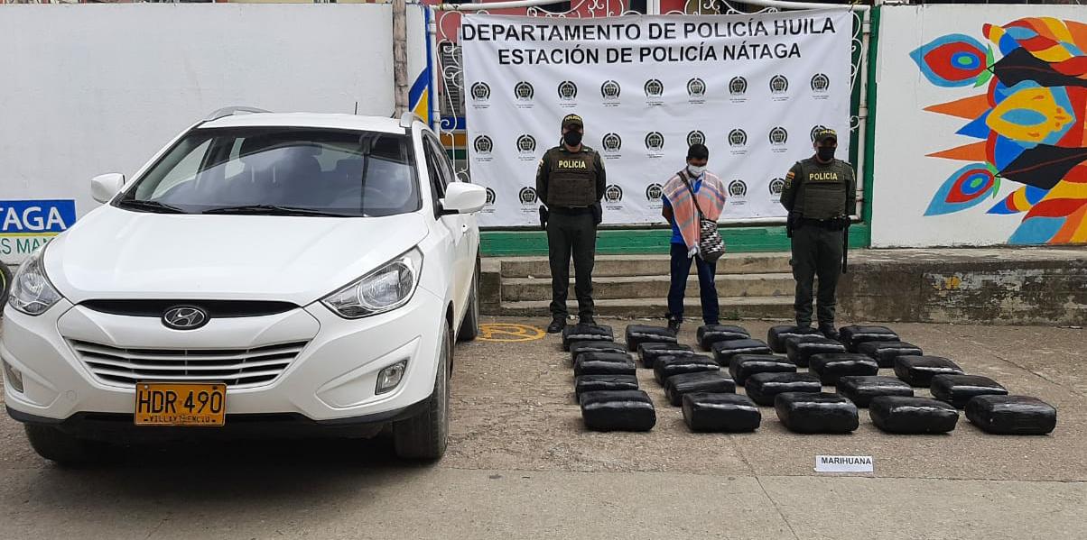 CAPTURADO EN NÁTAGA, TRANSPORTANDO 125 KILOS DE MARIHUANA.